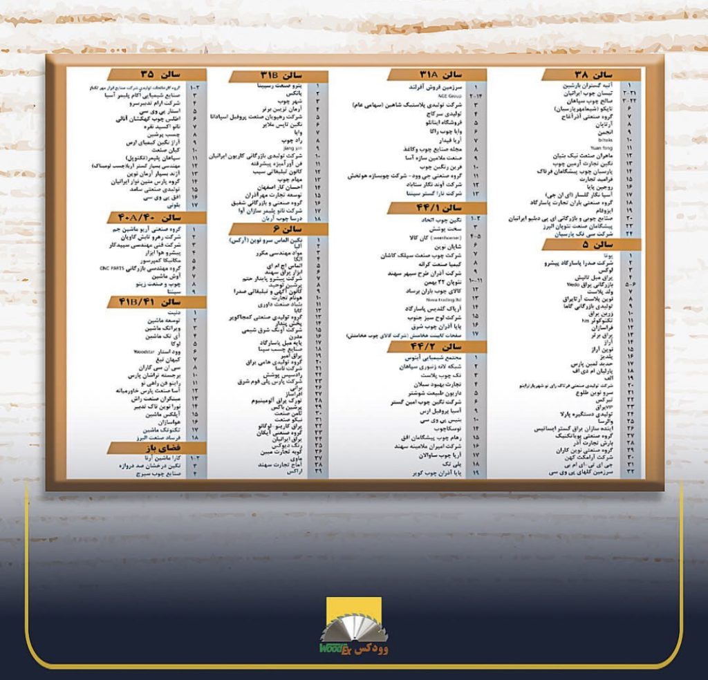 لیست اسامی شرکت کنندگان در نمایشگاه چوب تهران 