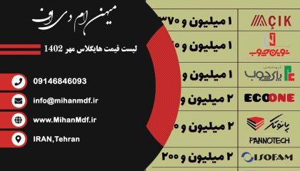 قیمت ورق هایگلاس مهر 1402